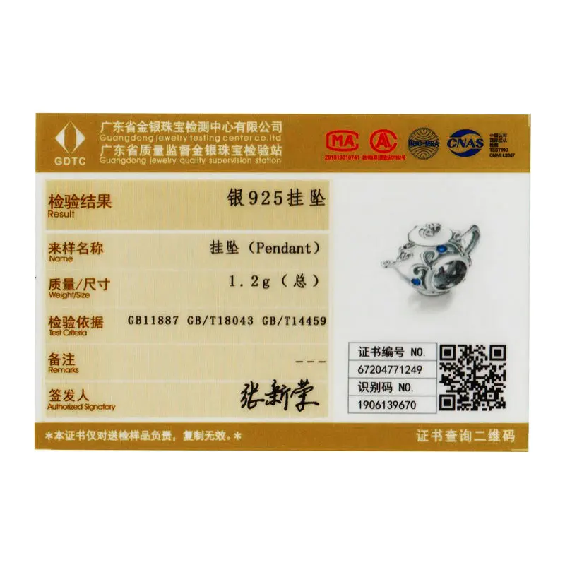 

WOSTU Trendy Real 925 Sterling Silver Hollow Teapot Charms Beads fit Women Bracelets Silver Blue Zircon Jewelry Making CTC274