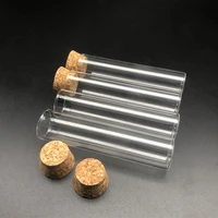 12pcslot 30x100mm glass flat bottom test tube with cork stopperthickened laboratory glass reaction vessel