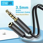 Удлинительный кабель STARLIFE 3,5 мм штекер-гнездо с микрофоном, стерео аудиоадаптер, совместимый с iPhone, iPad, смартфонами и планшетами