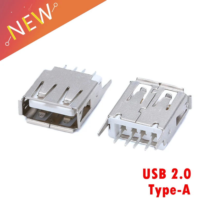 10/20 шт. USB Type A гнездовой вертикальный разъем 180 градусов 4-контактный штекер