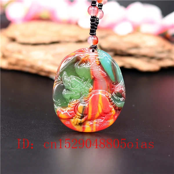 Ожерелье с подвеской в виде дракона из нефрита натурального цвета | Украшения и