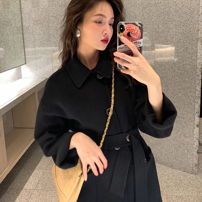 

New Winter Coat Women Oversize Fashion Cashmere Wool Outerwear Female Long Thickening Warm Woolen Overcoat Womens Trench Coats