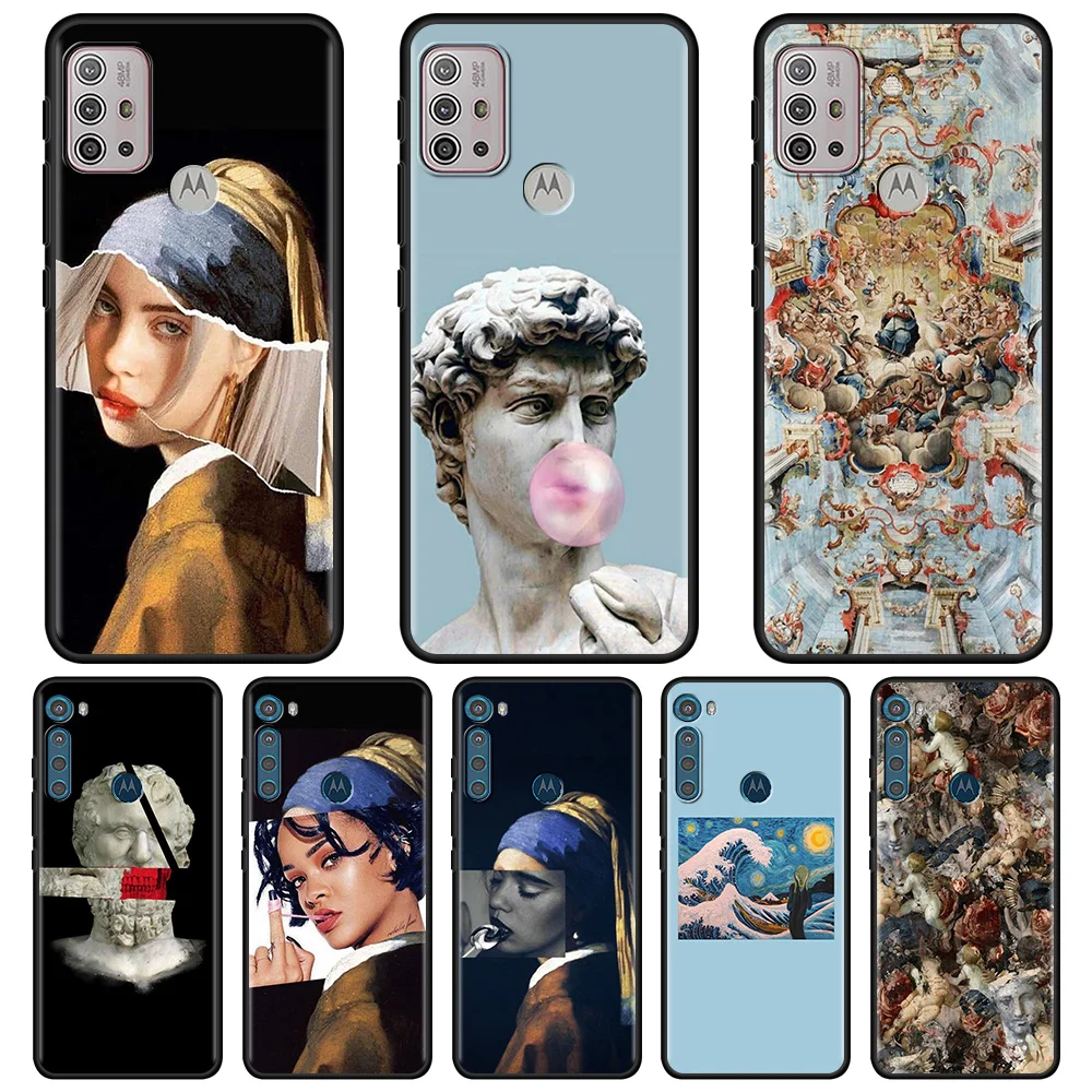 

Vintage Plaster Statue Art Case For Moto One Fusion Plus G100 G60s G60 G40 Fusion G50 G30 G20 G10 G9 G8 Plus Play Power Lite