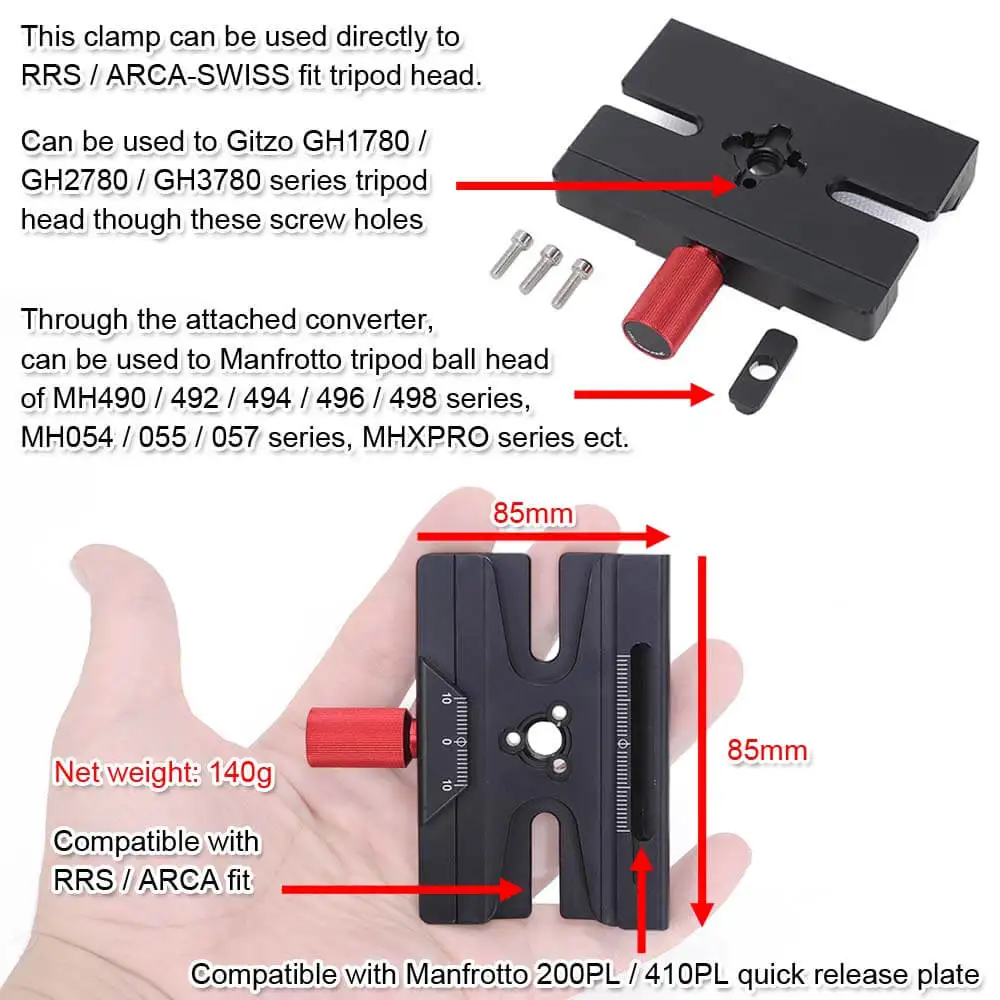 Зажим адаптера iShoot для Manfrotto Gitzo БЫСТРОРАЗЪЕМНАЯ пластина Arca-Swiss Fit 200PL 410PL & ARCA
