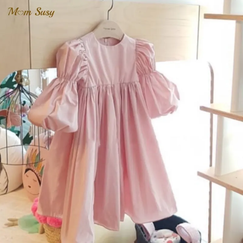 Детское хлопковое платье принцессы с длинным рукавом-фонариком | Детская одежда