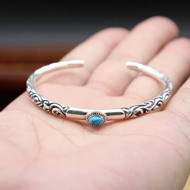 925 Серебро Браслеты BangleArabesque узор браслеты браслет ювелирные изделия для женщин