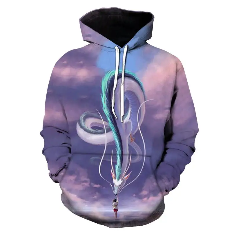 

2021 Autumn And Winter Boys And Girls Hoodies 3D Printing Cartoon Spirited Away Sweatshirts Anime Harajuku Fashion Casual Tops