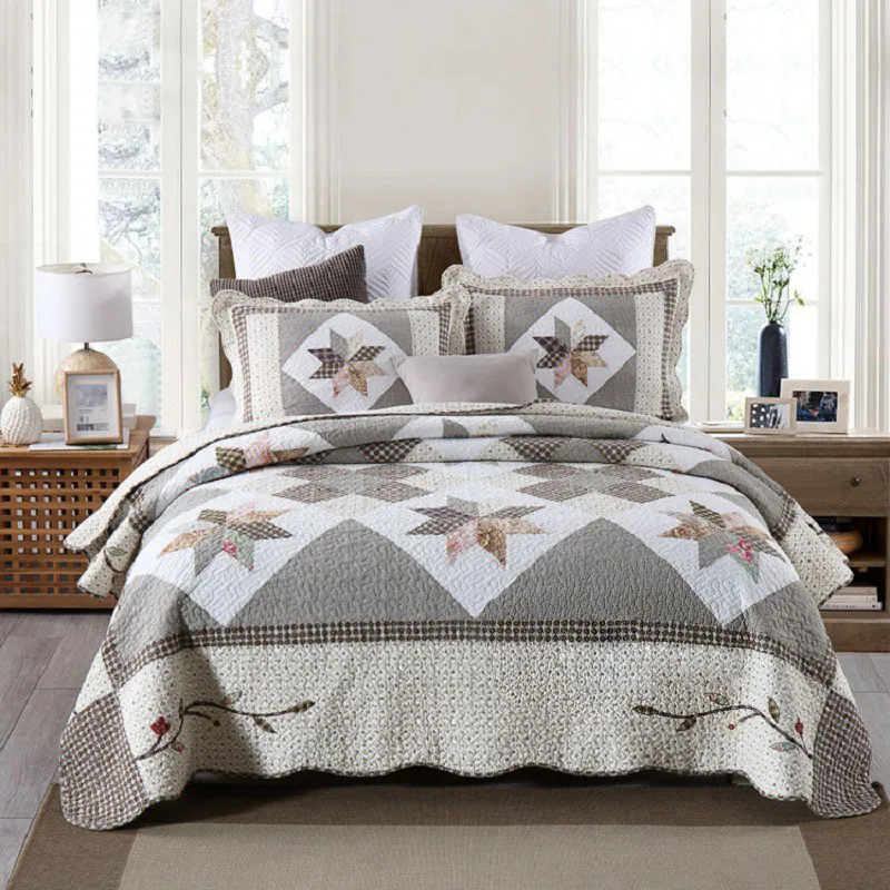 

Комплект хлопкового одеяла CHAUSUB, 3 шт., покрывало на кровать, лоскутное постельное белье, Королевский размер, стеганое покрывало, покрывало на все сезоны