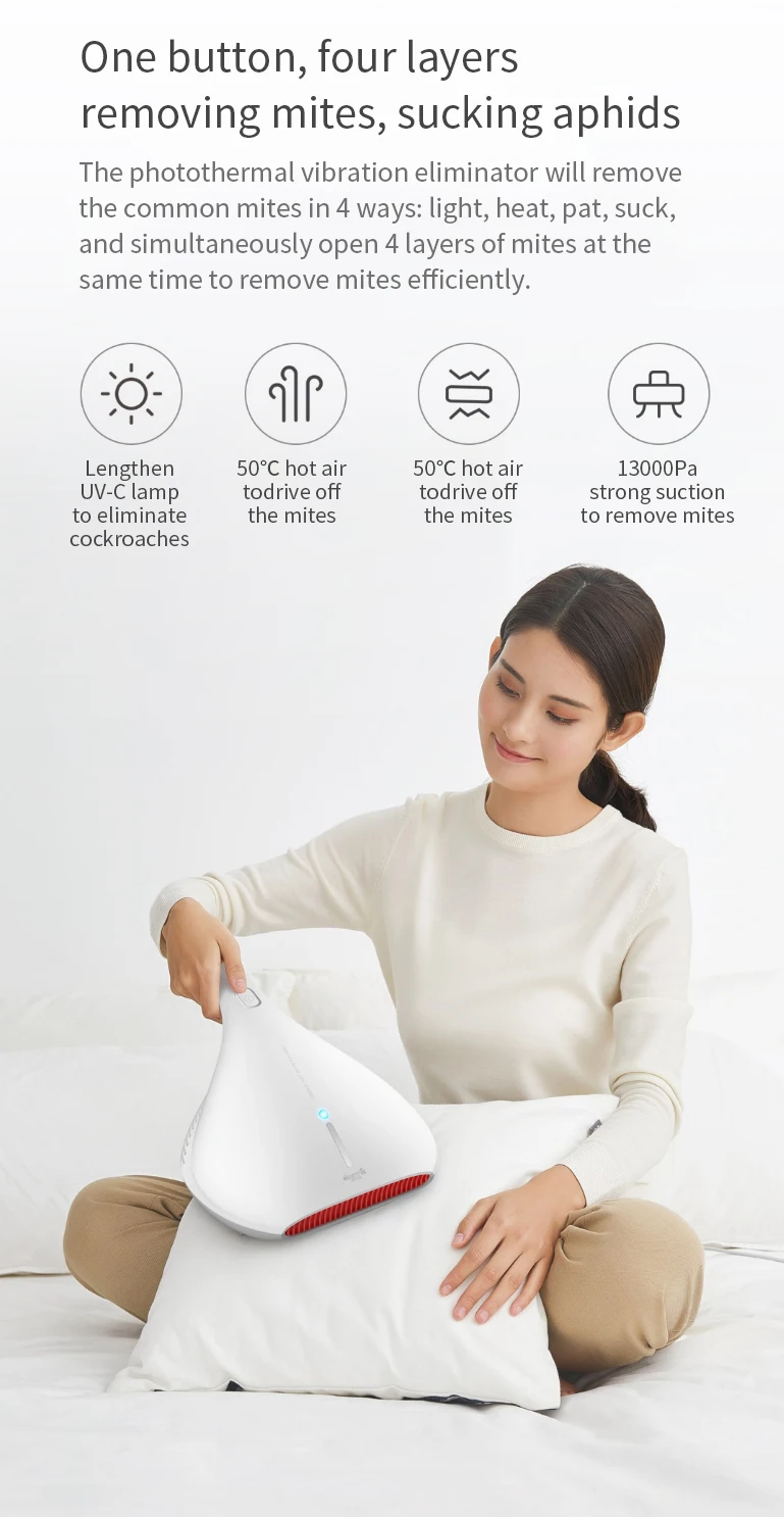 Mijia Deerma CM810 ручной пылесос контроллер пылевого клеща 13000Pa УФ-светильник скорость удаления пылевого клеща 99.9% сильное всасывание