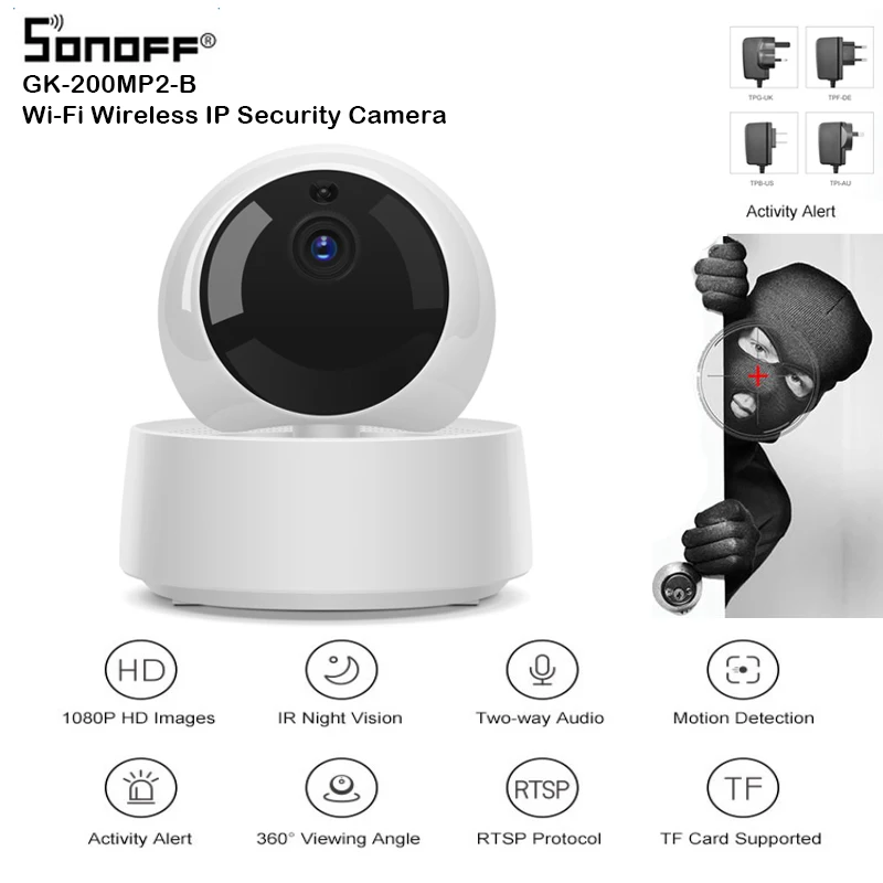 SONOFF GK 200MP2 B 1080P HD мини Wifi камера Умный дом Беспроводная ip 360 IR ночное видение