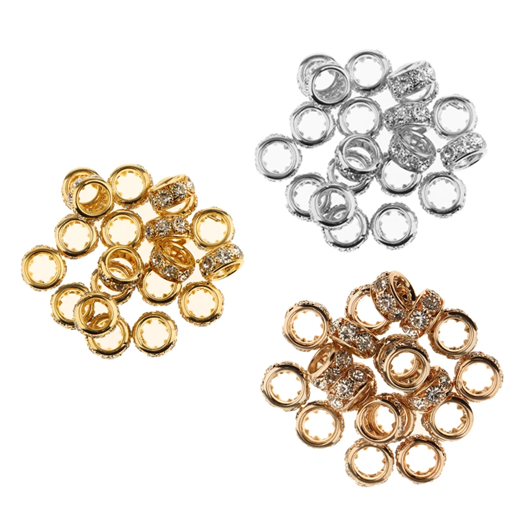 

20Pcs Girl Crystal Spacer Beads DIY Jewelry Rhinestone Bracelet Charms Girl Cute Gifts