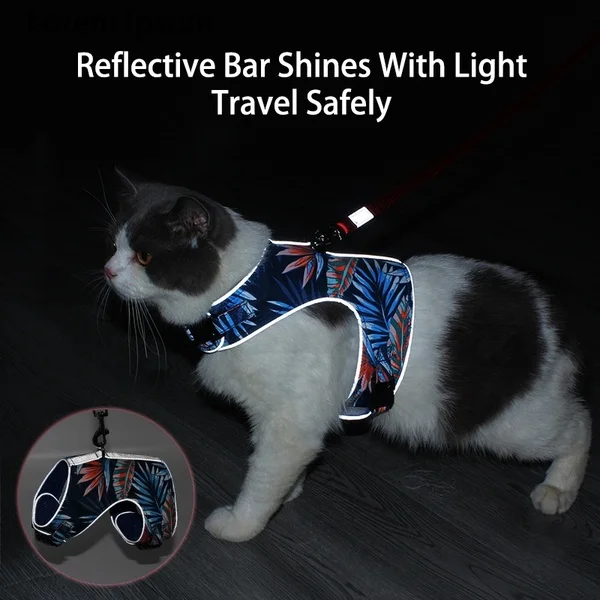 Новинка 2020 поводок для кошек нагрудная шлейка в стиле жилета светоотражающая