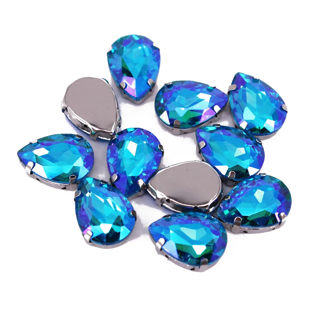 Высококачественные цветные стеклянные стразы в форме капли 13x18 мм 10 шт.