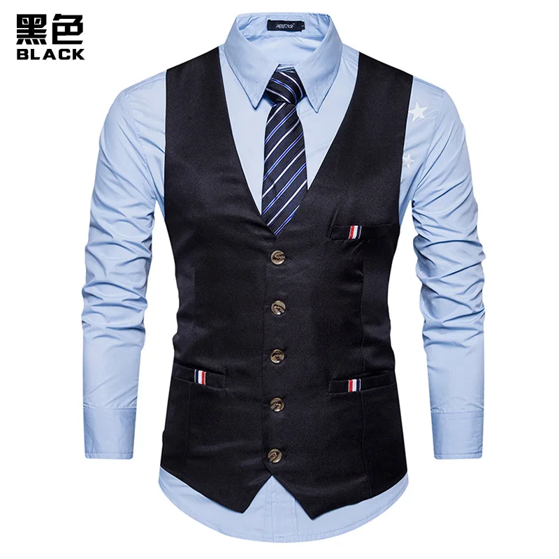 

Men's Suit Vest Spring And Autumn New Men's British Slim Suit Vest Men's European Fashion Men's Professional Vests 095
