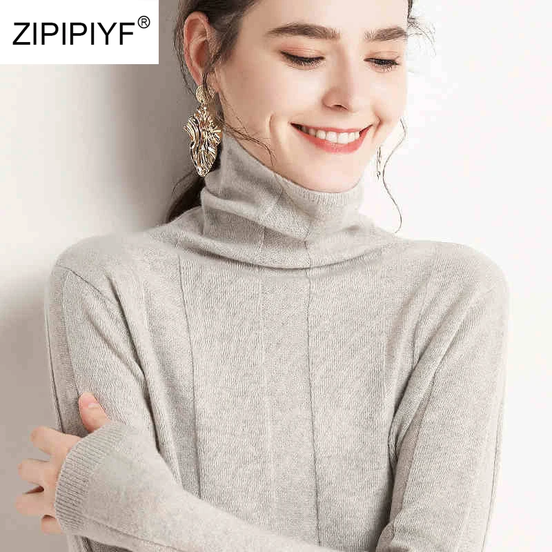 Женский свитер сезон осень-зима 2019 теплый вязаный женский с воротником-стойкой