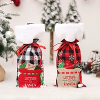 1pc christmas party cloth champagne wine bottles covers for christmas decoration home party santa claus gifts bags decoration
