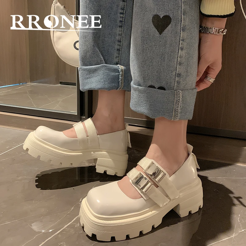 

Женские Туфли Мэри Джейн, маленькие кожаные туфли, тонкая юбка в японском школьном стиле, французская толстая подошва в стиле ретро