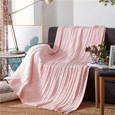 pink Хлопковое одеяло массивное вязаное одеяло для дивана офисное одеяло для короткого сна полотенце летнее кондиционер одеяло s для кровати - Цвет: pink