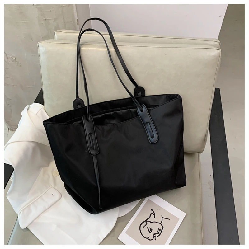 

Large Capacity Tote Bags For Women Simple Shopper Handbag Female Shoulder Bag Solid Color Reusable Designer Handbag Hobo Bag