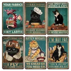 Декоративные настенные стикеры в виде животных в стиле ретро, металлический жестяной знак, винтажный постер на стену в виде кошки для гостиной, настенная табличка, домашний декор