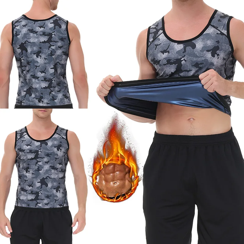 

Sauna Vest for Men Waist Trainer Sauna Suit Sweat Slimming Compression Shirt Workout Body Shaper Tank Top Fat Burn Yoga Suit