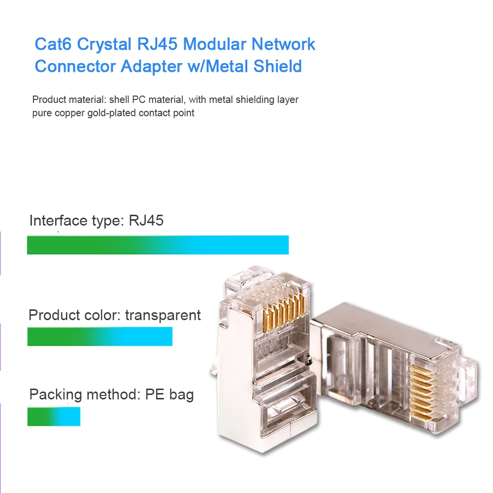 Cat6 RJ45 Разъем модульный Ethernet Кабельный разъем Cat 6 сетевой RJ 45 адаптер 10 шт. 20 50 |