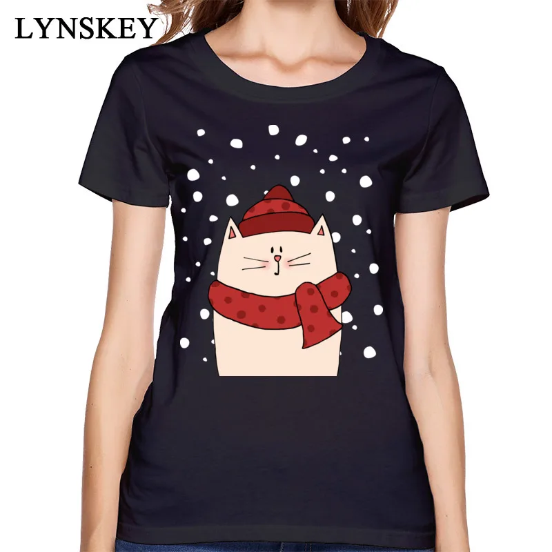 Футболка с котом и шарфом новинка 2017 100% хлопок дышащая мягкая ткань женский топ
