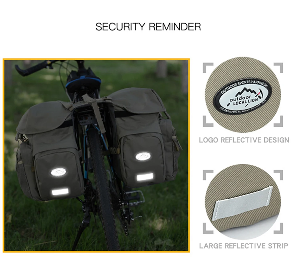Retro Canvas Fiets Bagage Tassen 50L Bike Rear Rack Carrier Bag Fietsen Outdoor Waterdichte Opslag Dubbele Tassen