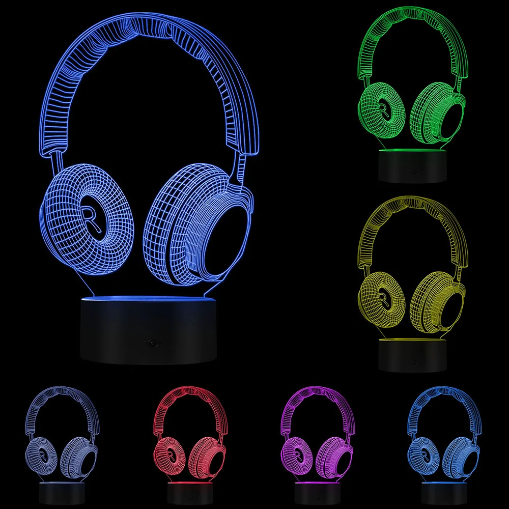 Современные наушники гарнитура декоративный светильник ing Art настольная лампа 3D