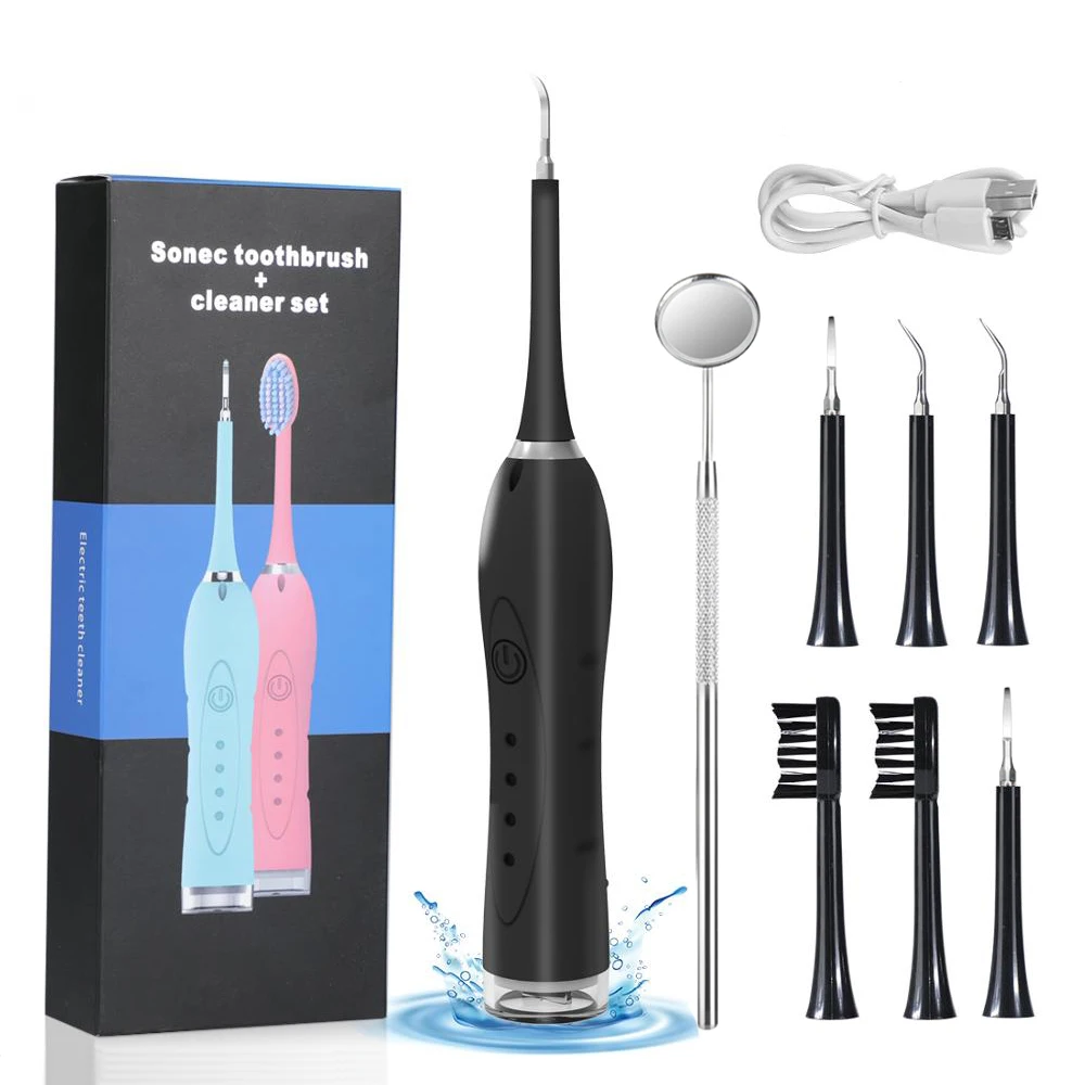 

ZY Electric Protable Sonic Dental Scaler Tooth Calculus Remover Cleaner Tooth Stains Tartar Tool with 5 Replaceable Brush Head