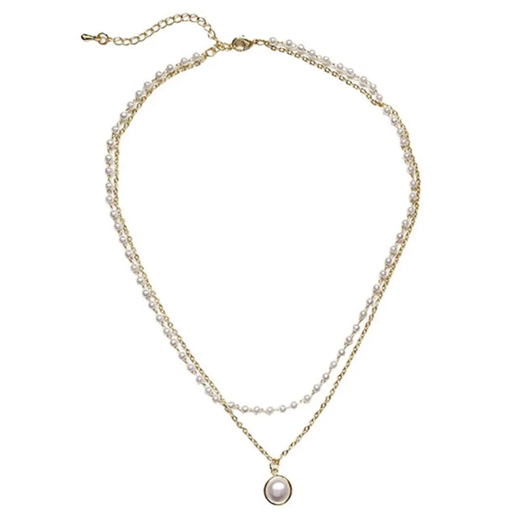 

Retro Simple Double Necklace Creative Pendant Necklace Fashion Jewelry Simple Trendy Female Supplies