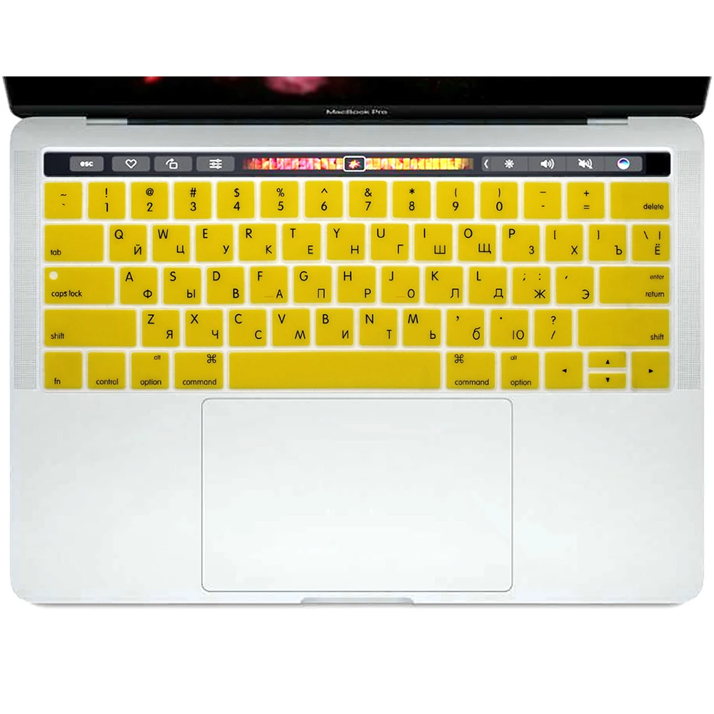 Yellow HRH прочный США Русский силиконовый чехол для клавиатуры для MacBook Pro 1" A1706 A2159 A1989 Pro 15" A1707 A1990 с сенсорной панелью - Цвет: Yellow