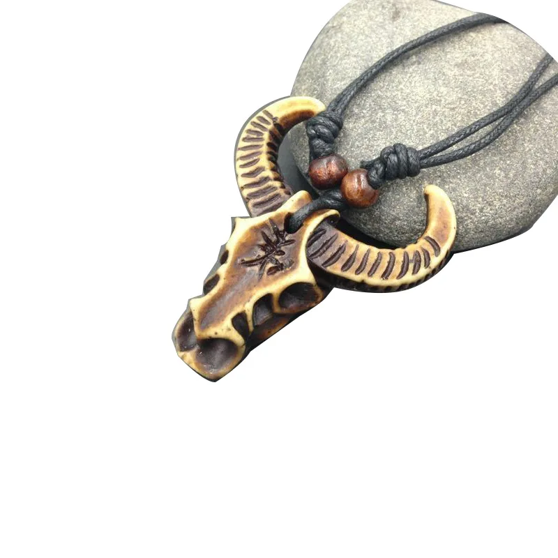 Винтажное ожерелье с головой быка имитация бычьего рога амулет роскошное