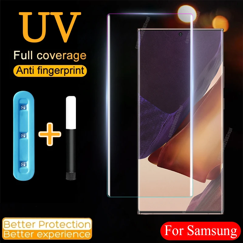 УФ протектор экрана из закаленного стекла для Samsung Galaxy S21 ультра S10 плюс S20 S9 Note20 S10E