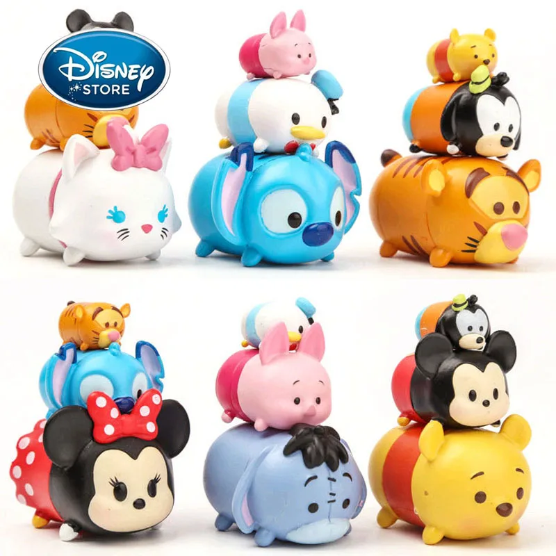 Disney Tsum Tsum Action Figure Mickey Mouse Minnie Winnie The Pooh Stitch Q Version Collect Toys Cake Decoration Ornament Model