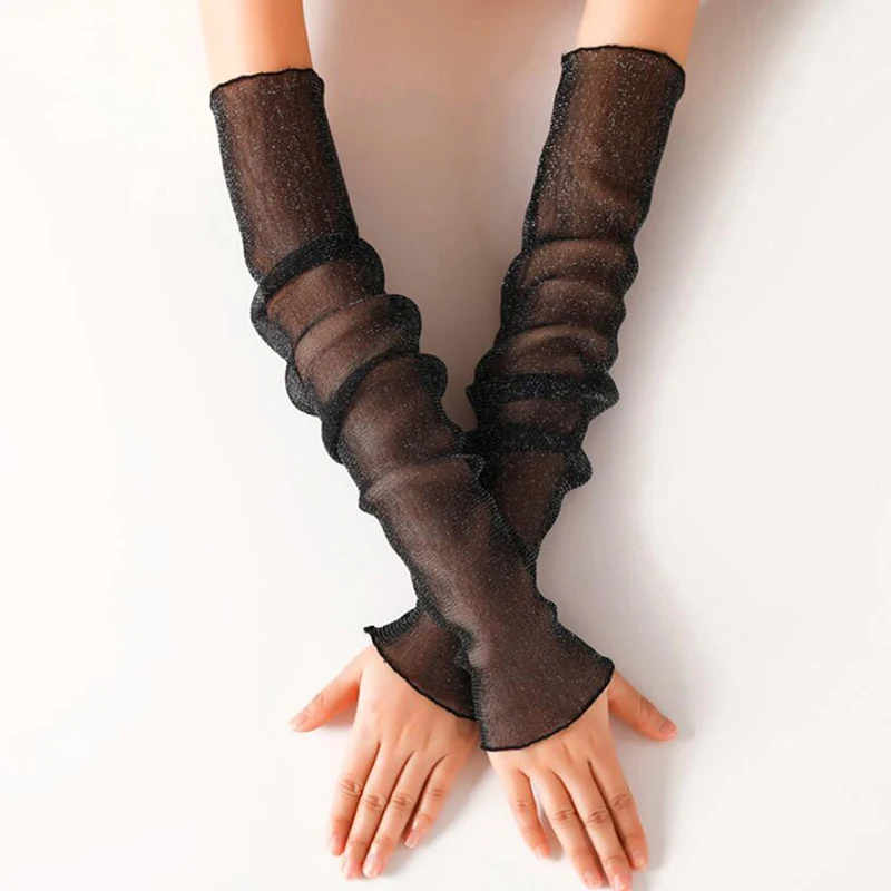 

Женские сетчатые для рук с защитой от ультрафиолета, утепленные рукава, 2 шт., летние женские перчатки без пальцев с защитой от УФ излучения