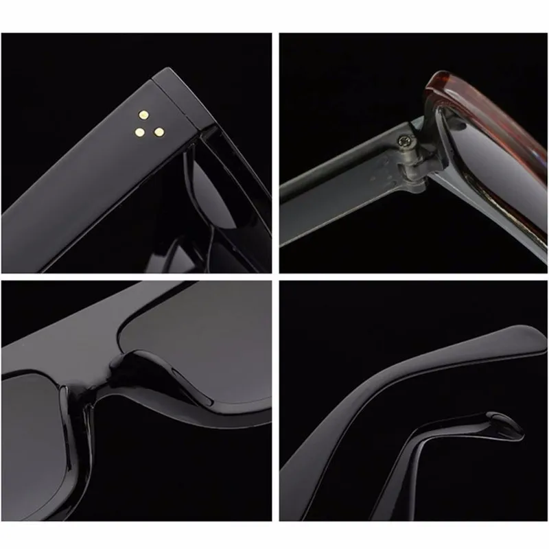 

Lady Flat top Oversized Sunglasses Women Retro Female Big Frames UV400 Cat Eye Sunglass Electroplated Rivet Sun Glasses Shades