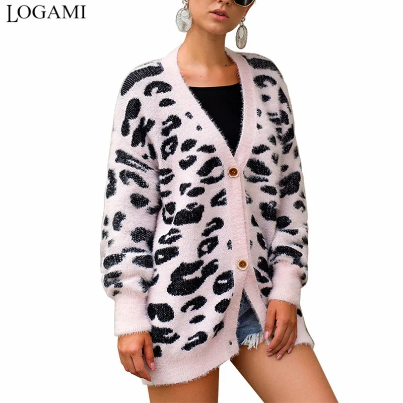 Женский вязаный мохеровый кардиган LOGAMI длинный однобортный Кардиган с