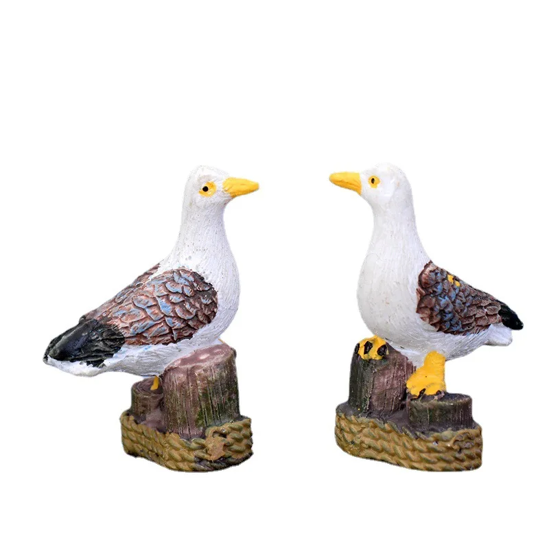 3PCS Sea Bird Seagull Stand Stump Garden Miniature DIY Accessories Fairy Houses Decoration Mini Craft Micro Landscaping Decor - купить по