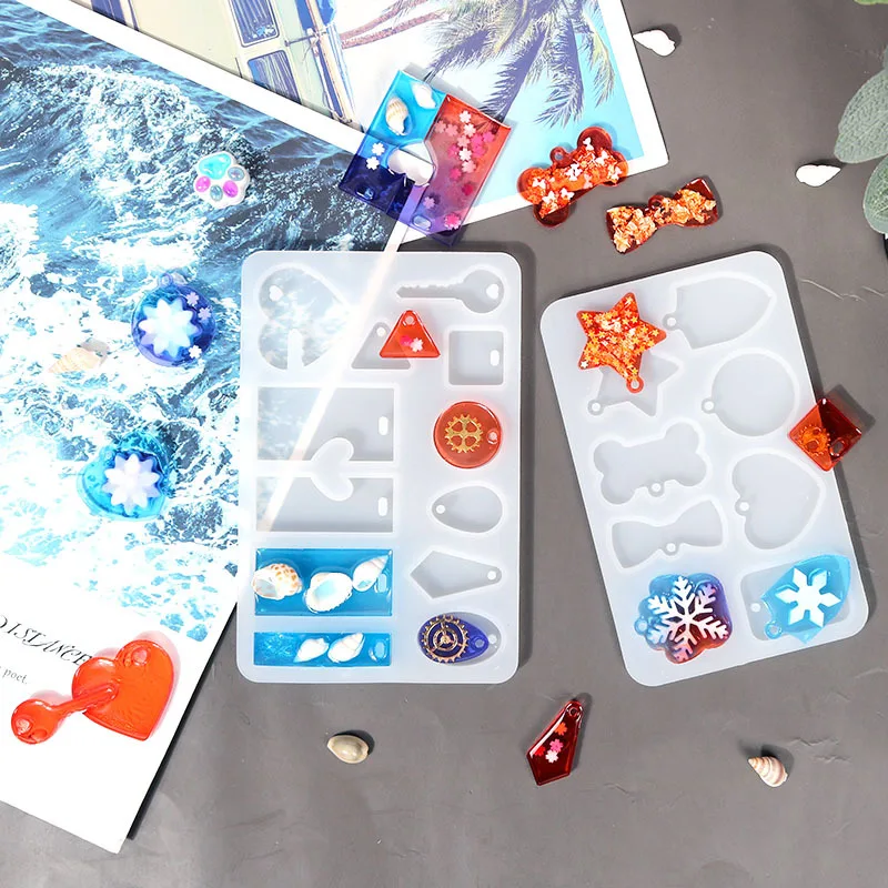 

DIY Heart Star Shaped Necklace Casting Silicone Mould Crafts Key Chain Pendant Making Tools Crystal Epoxy Resin Mold