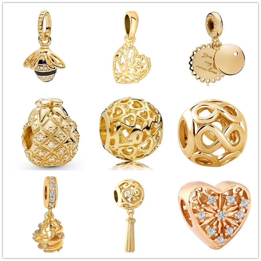 Новинка подвеска в виде сердца с золотыми бусинами бесконечное сияние подходят к