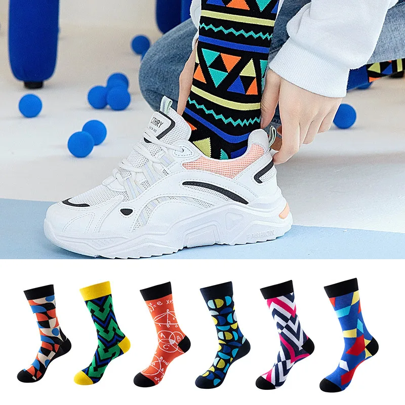 

Funny Socks Women Men Personality Harajuku Skateboard Cartoon Planet Geometric Patterns Stripe Female Cotton Sock Christmas Gift