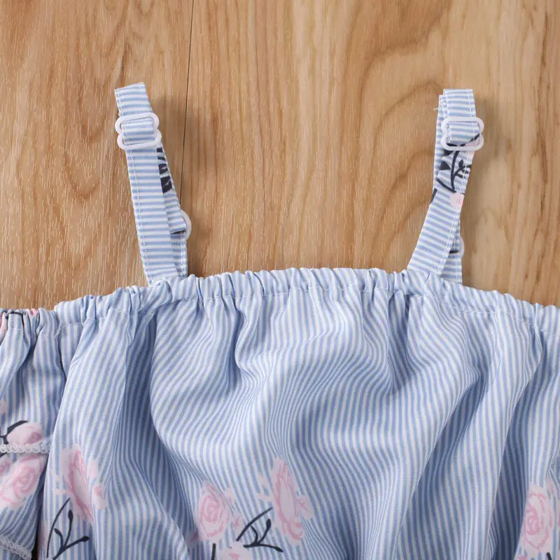 

Toddler Baby Kids Girls Off Shoulder T-shirt Tops+ Denim Skirt Shorts Outfits 6M-3Y