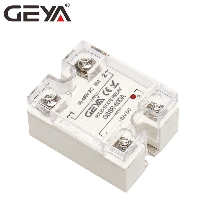 Однофазное твердотельное реле GEYA SSR 10DA/25DA/ 40DA/60DA/80DA/100DA с пастической крышкой