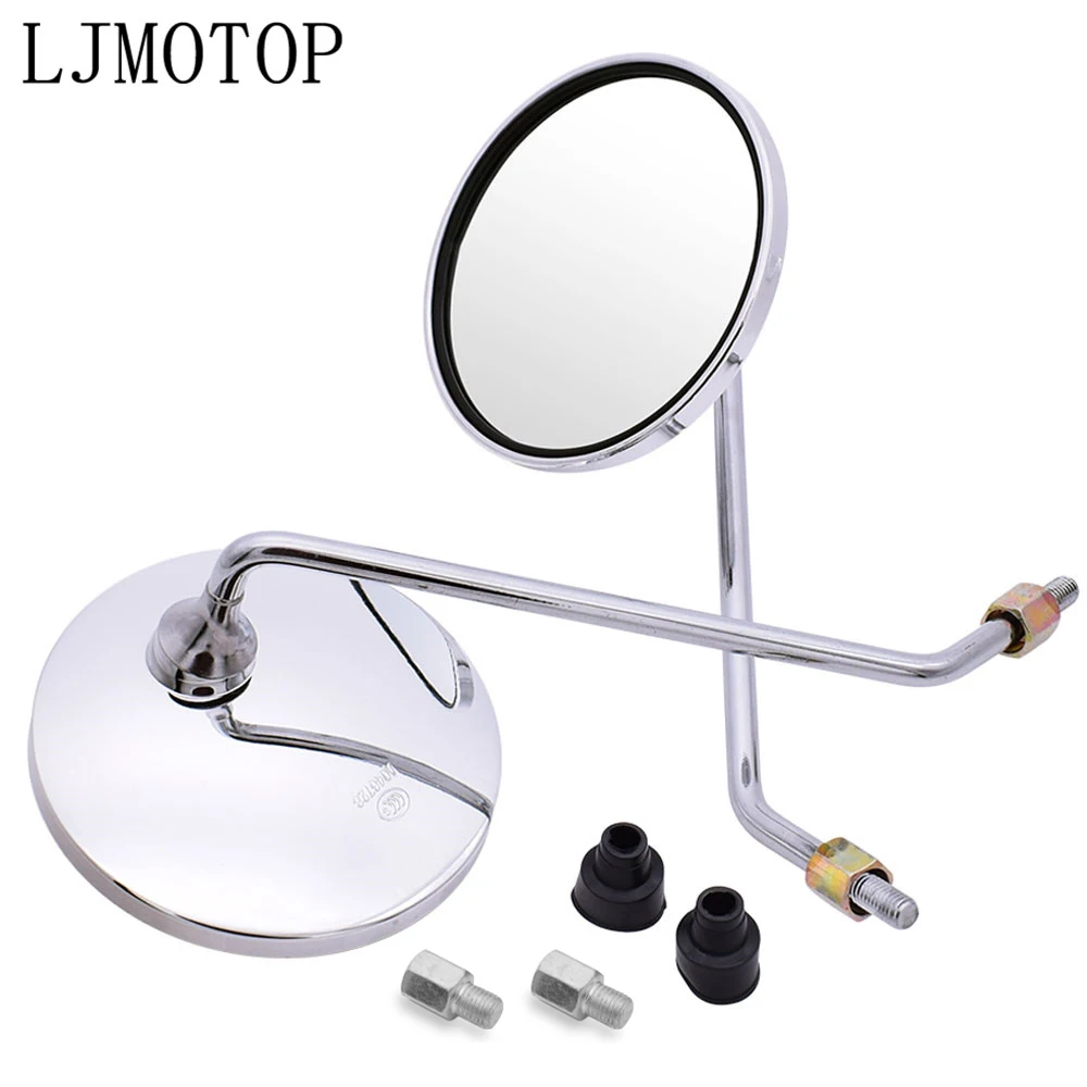 Зеркало заднего вида мотоцикла 8 мм 10 боковое зеркало круглое серебряное для Kawasaki