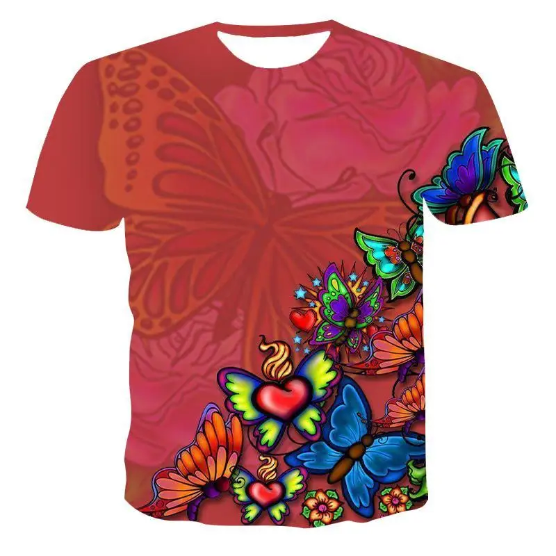 

New Round Neck T -Shirt Men 'S High -Quality Men 'S And Women 'S T -Shirt Short -Sleeved Butterfly Eagle Pattern 3d Printing
