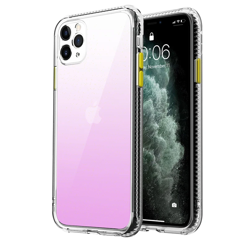 

For IPhone 11 11PRO MAX 12 Mini Transparent Glitter Rainbow Gradient Airbag Shatterproof Screen Protection Mobile Phone Case