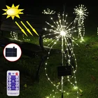 Фейерверк на солнечной батарее с 200 светодиодный, уличная гирлянда для травы, одуванчика, фейерверка, огни для сада, лужайки, ландшафта, рождественские огни