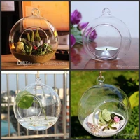 100pcsbox tea light holder80mm glass air plant terrariumshanging glass orb candle holder for wedding candlestickgarden decor