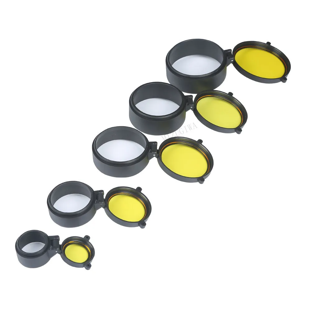 Transparent Rifle Scope Cover Protection 30mm-69mm Lens Flip Up Quick Spring Cap Yellow Objective Lense Lid Hunting | Спорт и